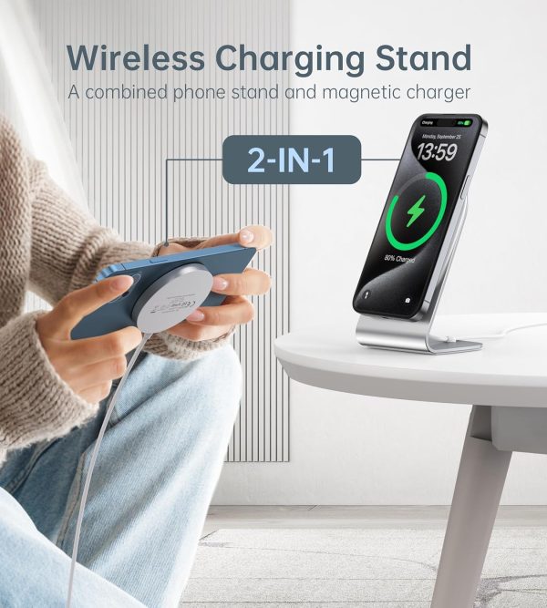 Magnetic Wireless Charger for iPhone 16/15/14/13/12 - Mag Charger+20W USB C Adapter, Fast Wireless Charging Stand/Pad with 5ft USB-C Cable for iPhone 16/15/14/13/12 Pro Max Plus Mini,Mag-Safe Charger - Image 2